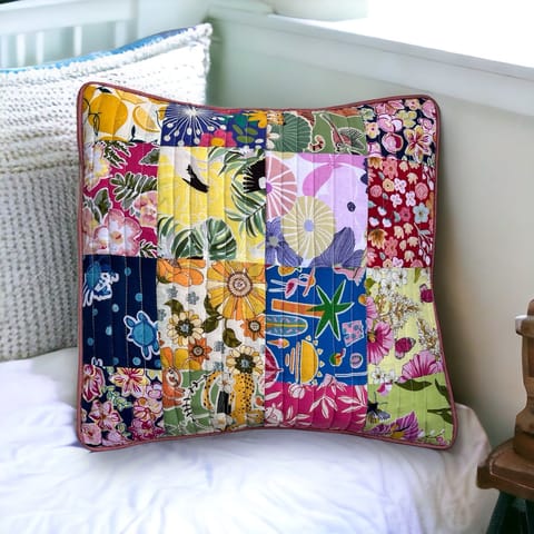 UMW - Colour Splash Patchwork Cushion Covers (100% Cotton Fabric)
