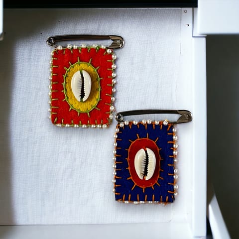 UMW - Weave Whimsy Brooch (Set of 2) (Orange & Blue)