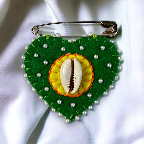 UMW - Green Love Heart Brooch