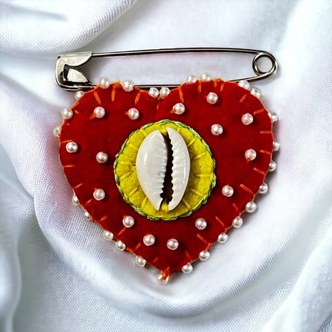 UMW - Orange Love Heart Brooch