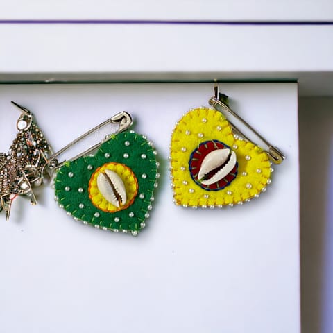 UMW - Heart Brooch (Set of 2) (yellow & green)