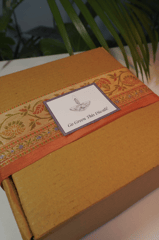 UMW - Eco Diwali Gift Box 2 | Genda/Marigold Cloth Flower Garland | Soy Candle Jar | Dates Jar with Filling