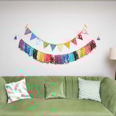 UMW - Upcycled Party Streamer Combo - Rainbow Banner Bunting + Rainbow Fringe Streamer Garland (Pack of 2)