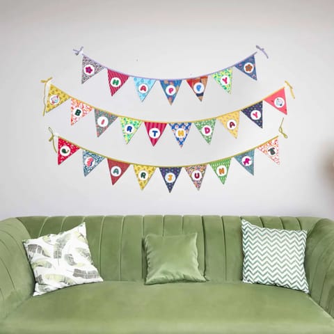 UMW - Upcycled Birthday Combo - Happy Birthday Banner + Personalised Name Banner