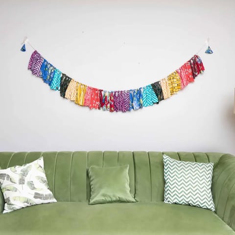 UMW - Upcycled Rainbow Fringe Streamer Garland