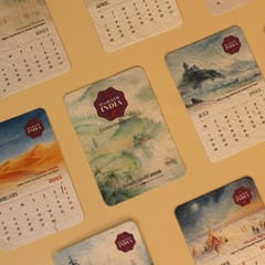 bioQ Plantable Desk Calendar 2025 - Majestic India with Wooden Stand | Eco Gift
