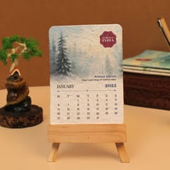 bioQ Plantable Desk Calendar 2025 - Majestic India with Wooden Stand | Eco Gift