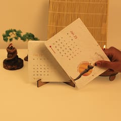 bioQ Plantable Desk Calendar 2025 - Yoga Collection with MDF Stand | Premium Large Format Eco Gift (7"x5")