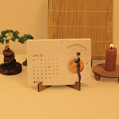 bioQ Plantable Desk Calendar 2025 - Yoga Collection with MDF Stand | Premium Large Format Eco Gift (7"x5")