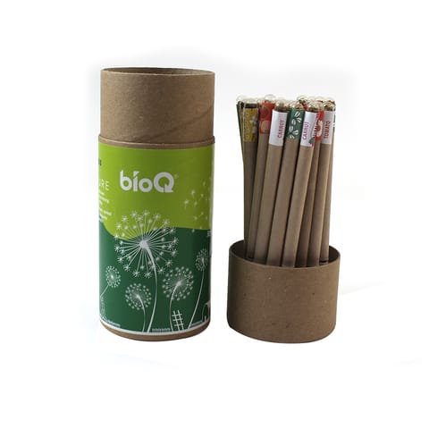 bioQ Box of 30 Plantable Seed Pens | Eco Friendly Box for Offices | Recycled Paper Bulk Packaging | Grow Plants from Pens | 80% bio-degradable Pen Body