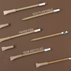bioQ Box of 25 Plantable Seed Pens | Eco Friendly Box for Offices | Recycled Paper Bulk Packaging | Grow Plants from Pens | 100% bio-degradable Pen Body