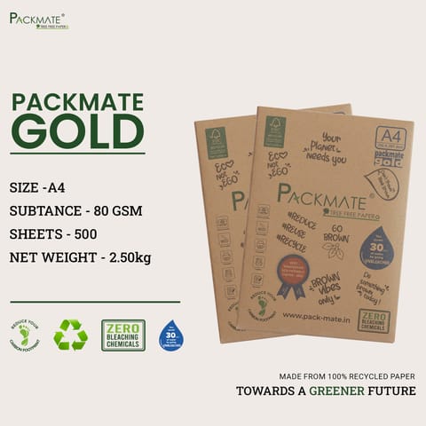 Packmate -  Gold Copier (A4 - 500 Sheets)  Made From 100% Recycled Paper