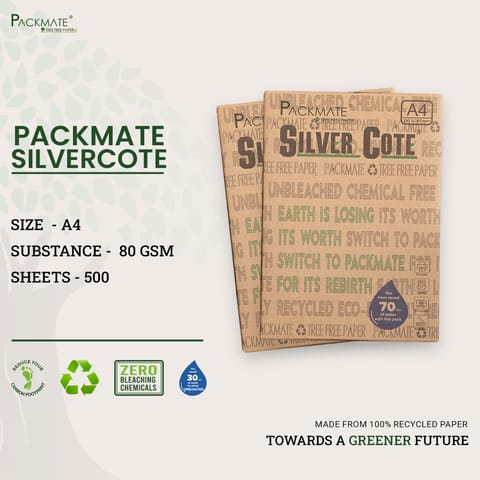 Packmate -  Silvercote A4 Copier, 500 Sheets |  Made From 100% Recycled Paper