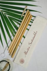 Almitra Sustainables-Bamboo Straw ( Pack of 4) With 1 Cleaner