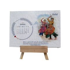 bioQ Plantable Desk Calendar 2025 - Classical Dance Collection with Wooden Easel Stand | Premium Large Format Eco Gift (7"x5")