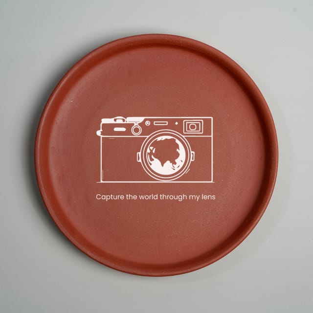 Almiro Tree Terracotta Wall Plate with Camera Ary Theme for Living Room, Bedroom, Office, 20cm