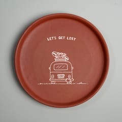 Almiro Tree Terracotta Wall Plate with Caravan Van - Let's Get Lost Theme for Living Room, Bedroom, Office, 20cm
