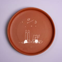 Almiro Tree Terracotta Wall Plate with Night sky watching! Theme for Living Room, Bedroom, Office, 20cm
