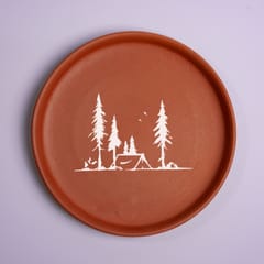 Almiro Tree Terracotta Wall Plate with Forest camping Theme for Living Room, Bedroom, Office, 20cm