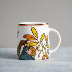 Almiro Tree Ceramic Coffee Mug for Hot & Cold Coffee, Milk & Tea Cup  with Panther Design, Black, Pack of 1, 350ml