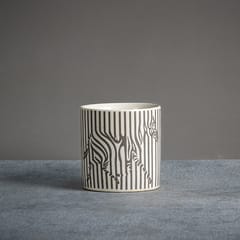 Almiro Tree Ceramic Coffee Mug for Hot & Cold Coffee, Milk & Tea Cup  with Zebra Design, Black, Pack of 1, 350ml