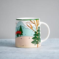 Almiro Tree Ceramic Coffee Mug for Hot & Cold Coffee, Milk & Tea Cup  with Polar Bear Design, Black, Pack of 1, 350ml