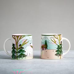 Almiro Tree Ceramic Coffee Mug for Hot & Cold Coffee, Milk & Tea Cup  with Polar Bear Design, Black, Pack of 1, 350ml