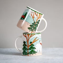 Almiro Tree Ceramic Coffee Mug for Hot & Cold Coffee, Milk & Tea Cup  with Polar Bear Design, Black, Pack of 1, 350ml