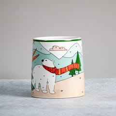 Almiro Tree Ceramic Coffee Mug for Hot & Cold Coffee, Milk & Tea Cup  with Polar Bear Design, Black, Pack of 1, 350ml