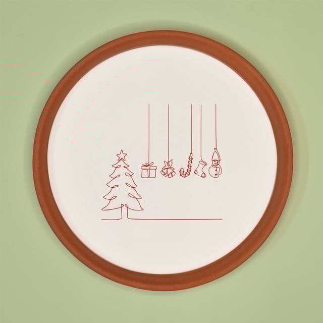 Almiro Tree Terracotta Wall Plate with Christmas Tree and Gifts Theme for Living Room, Bedroom, Office, 20cm