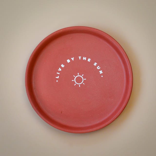 Almiro Tree Terracotta Wall Plate with  Live by the Sun Theme for Living Room, Bedroom, Office, 20cm