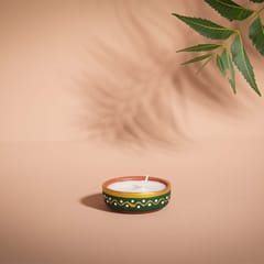 Almiro Tree Handpainted Terracotta Essence Diya, Ram Mandir Special 3 Wick Wax Candle for Home and Gifting, Pack of 9
