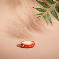 Almiro Tree Handpainted Terracotta Essence Diya, Ram Mandir Special 3 Wick Wax Candle for Home and Gifting, Pack of 9