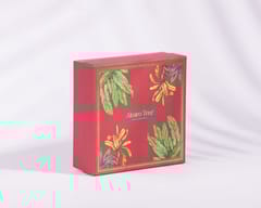 Almiro Tree Handpainted Terracotta Essence Diya, 3 Wick Wax Candle for Home and Gifting, Mogra
