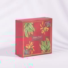 Almiro Tree Handpainted Terracotta Essence Diya, 3 Wick Wax Candle for Home and Gifting, Amber