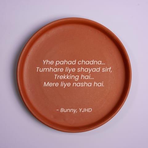 Almiro Tree Terracotta Wall Plate with YJHD Quote -Yeh Pahad Chadhna by Bunny by Bunny for Living Room, Bedroom, Office, 20cm