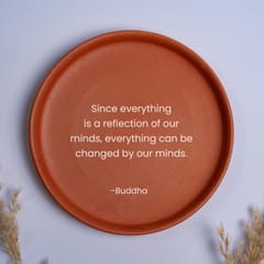 Almiro Tree Terracotta Wall Plate with Quote By Buddha - Since Everything is a reflection of our minds for Living Room, Bedroom, Office, 20cm
