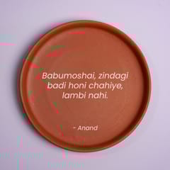 Almiro Tree Terracotta Wall Plate with Anand movie - Babumoshai Zindagi Badi Honi Chahie Lambi Nahi for Living Room, Bedroom, Office, 20cm