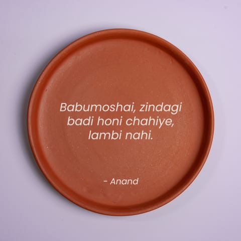 Almiro Tree Terracotta Wall Plate with Anand movie - Babumoshai Zindagi Badi Honi Chahie Lambi Nahi for Living Room, Bedroom, Office, 20cm