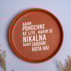 Almiro Tree Terracotta Wall Plate with YJHD Quote -Kahi Pohchne ke Liye for Living Room, Bedroom, Office, 20cm
