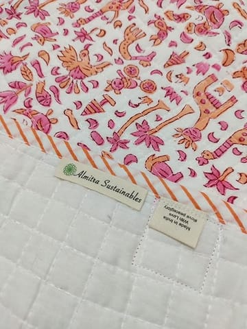 Almitra Sustainables-Savannah – Hand Block Printed Muslin Blanket