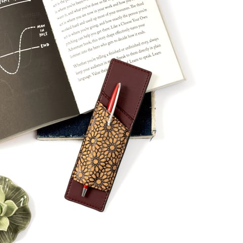 Green Hermitage - Handcrafted, Vegan Leather Pen Holder - Maroon