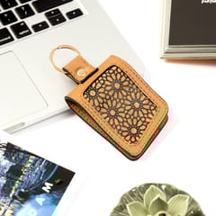 Green Hermitage - Handcrafted Vegan Leather Key Chain - Caramel