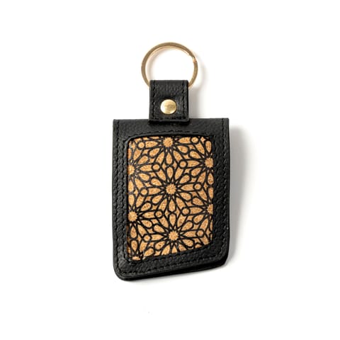 Green Hermitage - Handcrafted Vegan Leather Keychain - Black