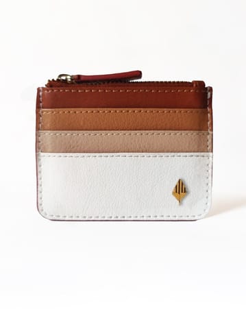 Green Hermitage - Iris- Apple Leather & Cork Cardholder (White & Gingerbread)