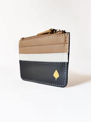 Green Hermitage - Iris- AppleLeather & Cork Cardholder (Grey, white & almond)