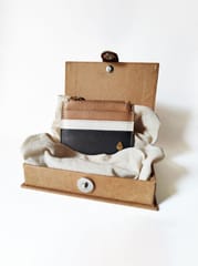 Green Hermitage - Iris- AppleLeather & Cork Cardholder (Grey, white & almond)