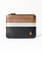 Green Hermitage - Iris- AppleLeather & Cork Cardholder (Grey, white & almond)