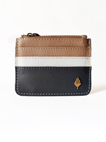 Green Hermitage - Iris- AppleLeather & Cork Cardholder (Grey, white & almond)