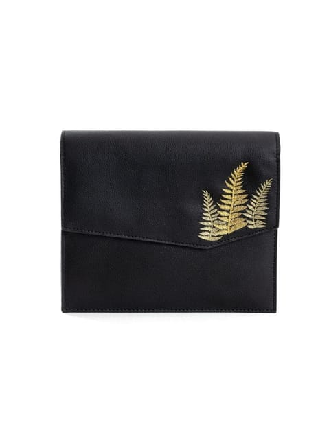 Green Hermitage - Hera Stachel/Crossbody Bag - Apple Leather (Black [ Embroidery ])